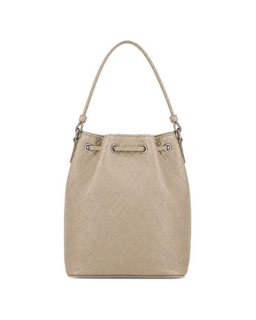 LA ROSE Natural Drawstring Zip Bucket Bag