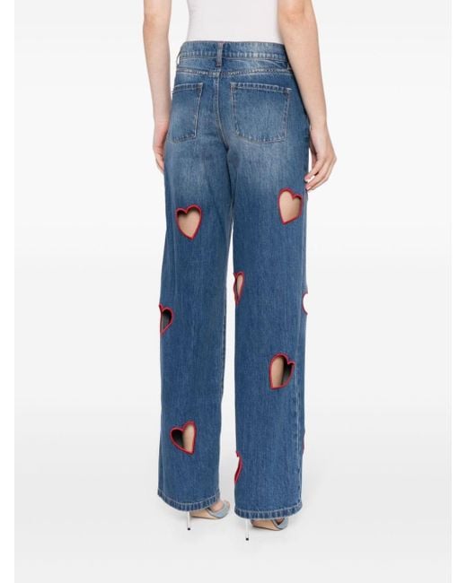 Alice + Olivia Blue Karrie Jeans mit Cut-Outs