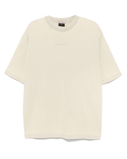 Balenciaga White Embroidered-Logo T-Shirt