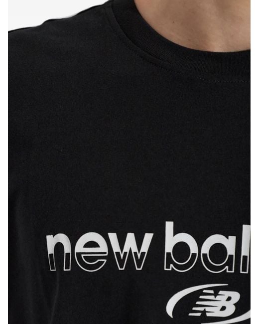 New Balance Black Logo-Print T-Shirt for men