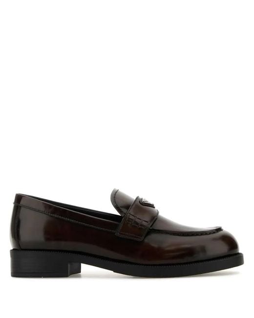 Prada Black Triangle-Logo Loafers