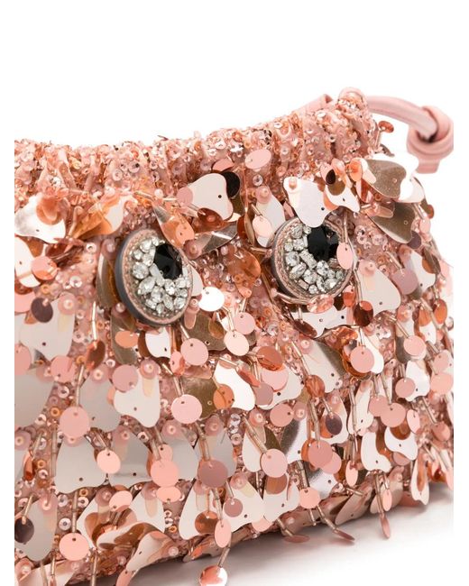 Anya Hindmarch Pink Sequin-Embellished Clutch Bag