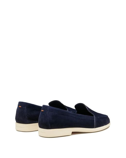 Santoni Blue Round-Toe Loafers