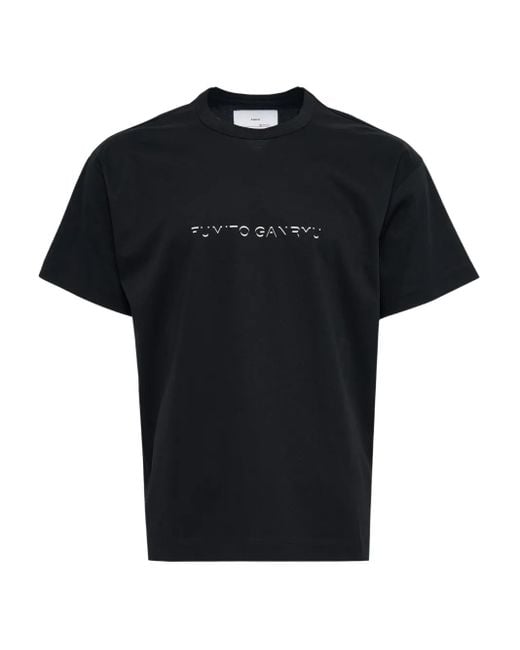 Fumito Ganryu Black Logo-Print T-Shirt for men