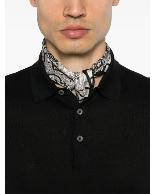 メンズ Tagliatore ファインニット ポロシャツ Black