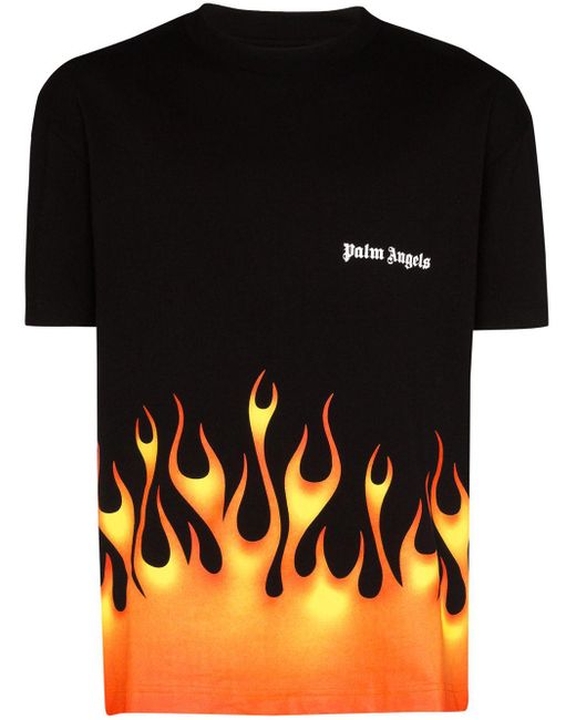 T-shirt con stampa di Palm Angels in Black da Uomo