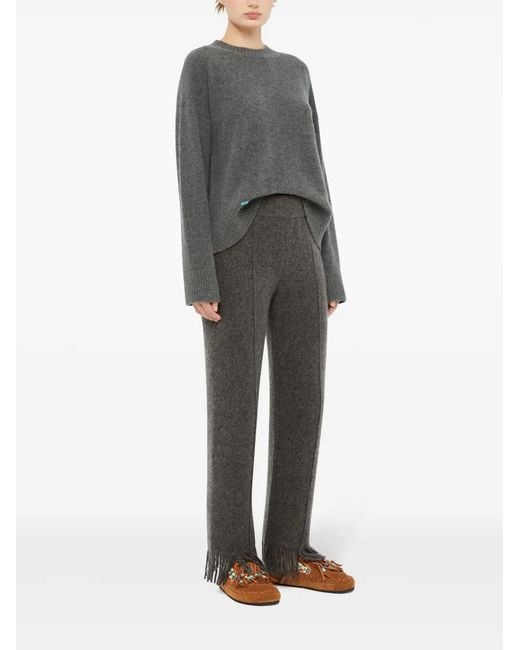 Alanui Gray Frinbged-hem Knit Trousers