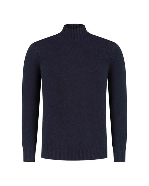 Doriani Blue Ribbed-Knit Mock-Neck Sweater for men