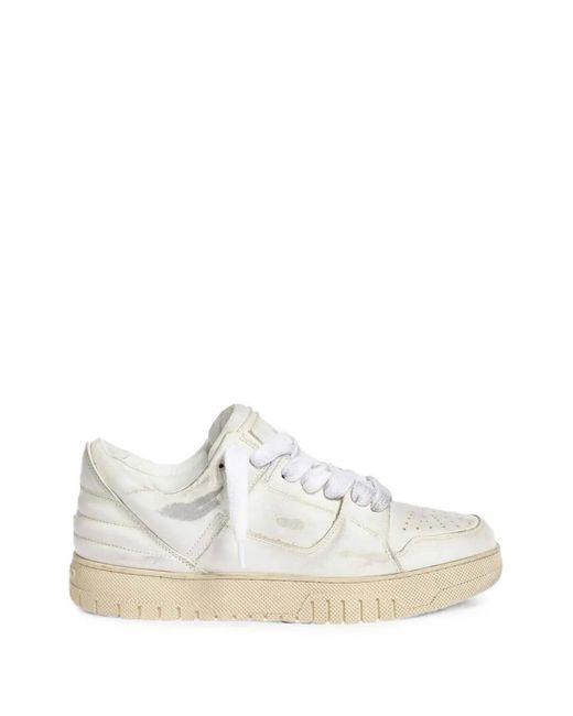1989 STUDIO White Distressed-Effect Perforated Sneakers
