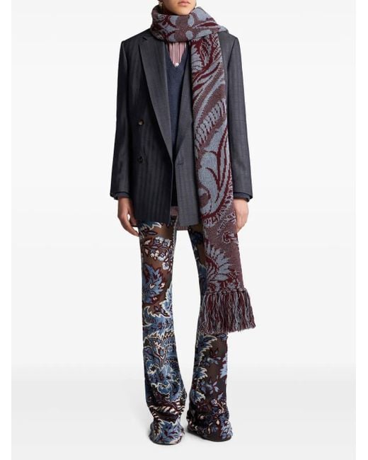 Etro Blue Wool Double Breasted Jacket