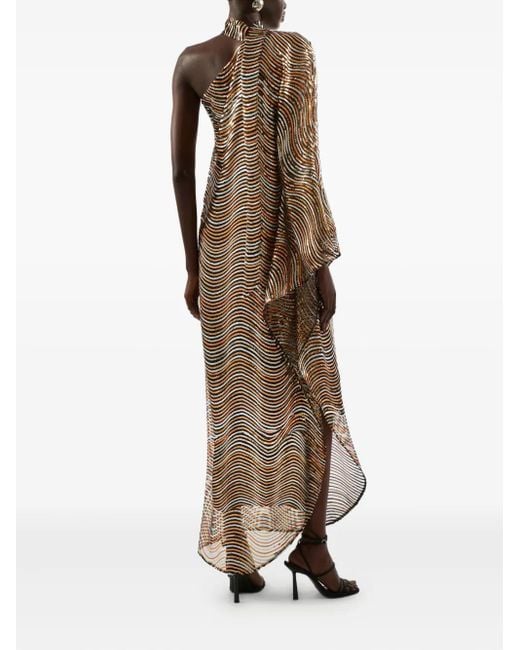 ‎Taller Marmo Metallic Glaum One-Shoulder Midi Dress