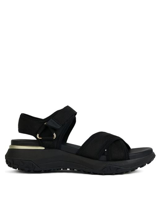 Geox Black Sorapis Grip Cross-Strap Sandals