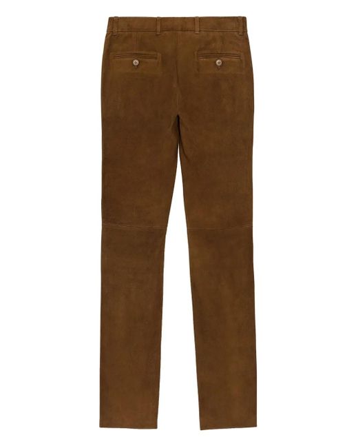 Loro Piana Brown Straight-Leg Lambskin Trousers