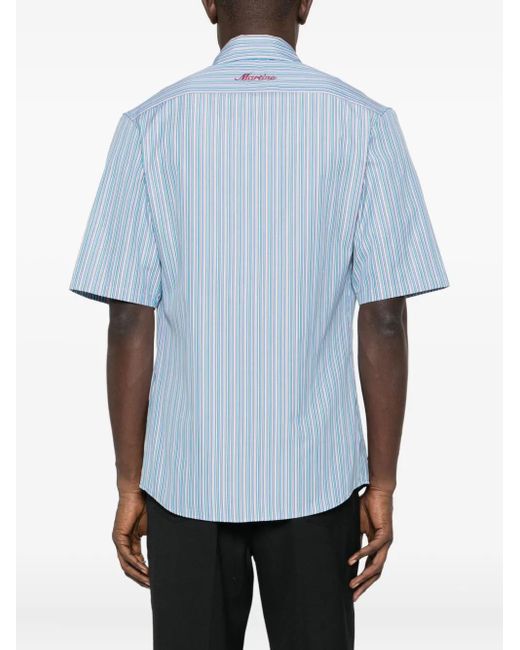 Martine Rose Blue Striped Embroidered Shirt for men
