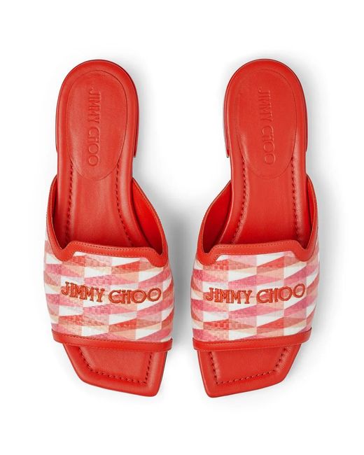 Jimmy Choo Red Nako Flat Sandals