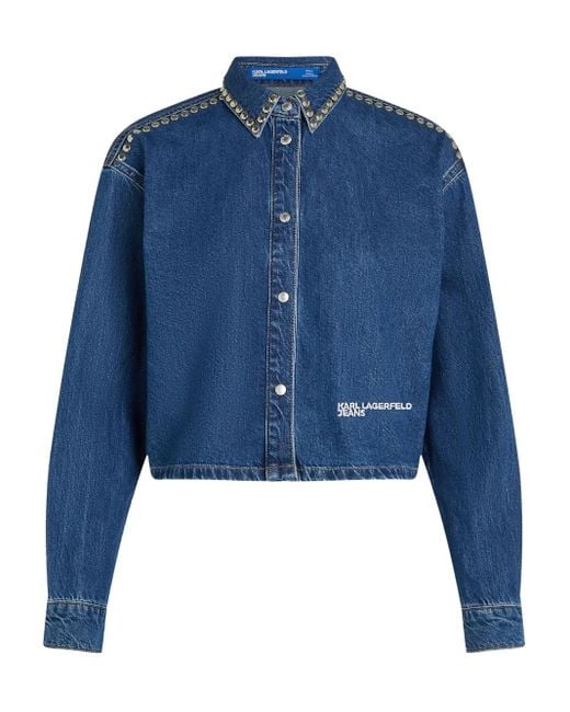 Karl Lagerfeld スタッズ デニムシャツ Blue