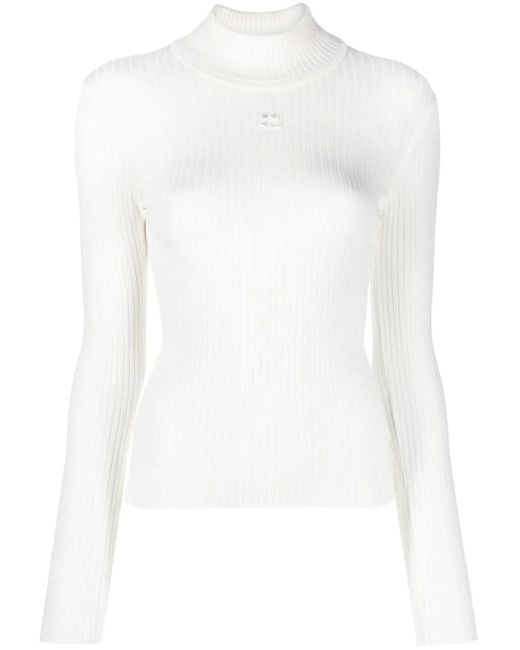 Courreges Courregés Women Rib Knit High Neck Sweater White