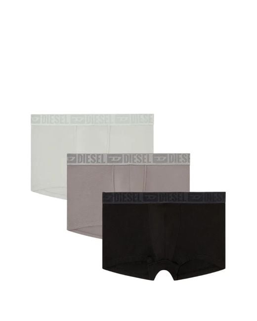 DIESEL Gray Three-Pack Of Stretch Cotton Boxer Briefs With Tonal Waistband for men