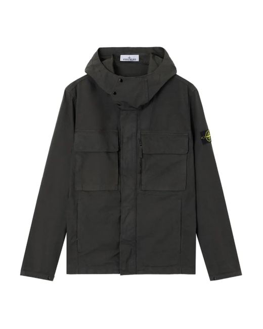 Stone Island Black Hooded Patch-Pocket Jacket for men