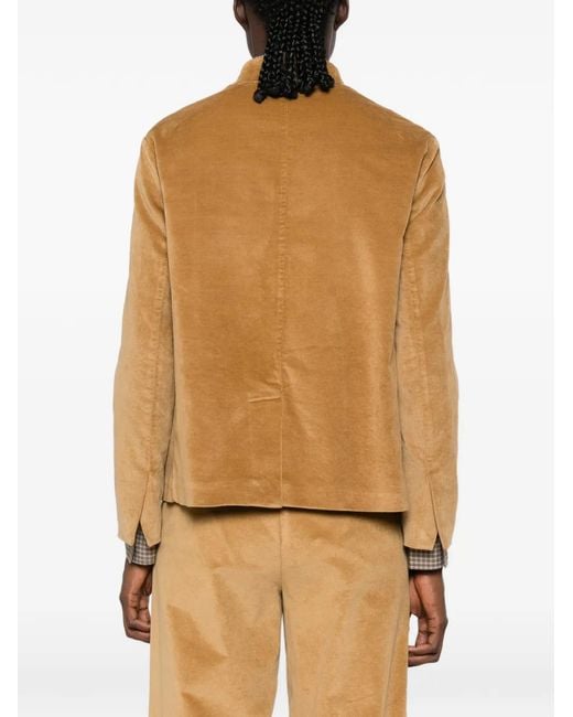 19.61 MILANO Brown Velvet Band-Collar Jacket