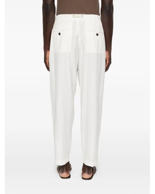 White Sand White Pocket Belted Trousers for men