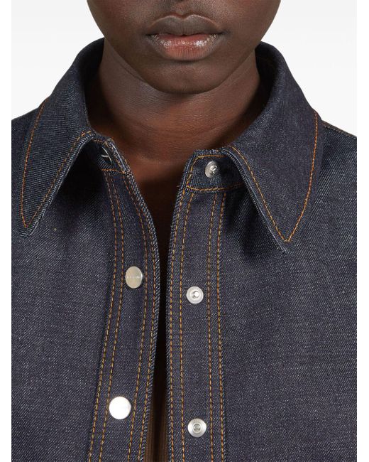 Ferragamo Blue Short-sleeve Denim Shirt