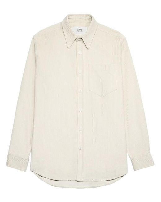 Ami Paris Long-sleeved Shirt Jacket in White | Lyst