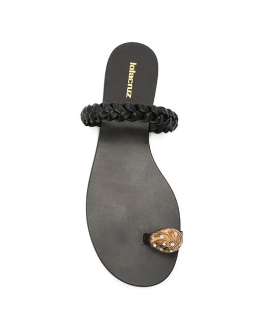 Lola Cruz White Braided Thong Sandals