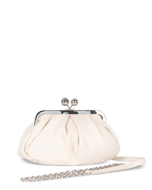 Weekend by Maxmara White Small Pasticcino Ruched Chain Clutch Bag
