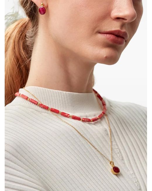 Ottoman Hands White Siena Ruby Pendant Necklace