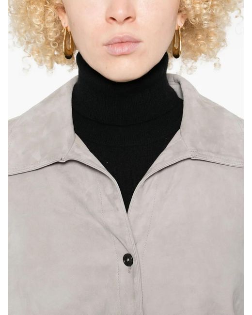 Arma Gray Caterine Button-Down Suede Shirt