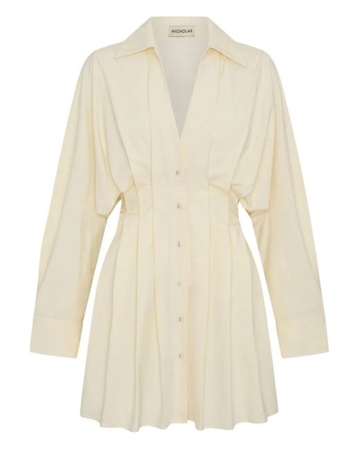 Vestido camisero Fabienne con botones y pliegues Nicholas de color Natural