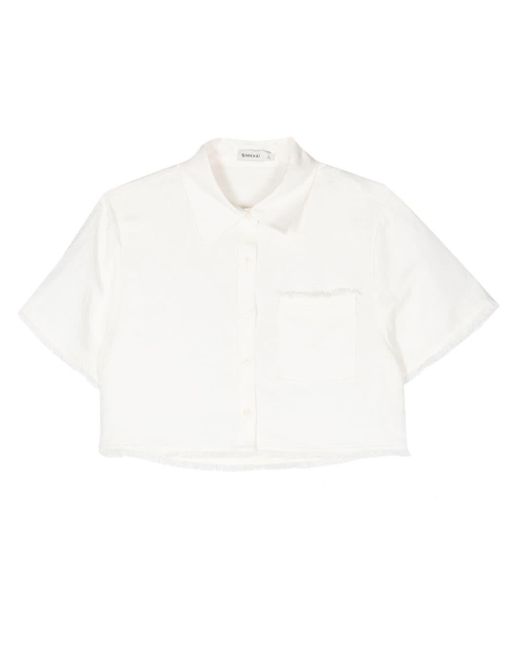 Jonathan Simkhai White Short-sleeve Frayed Shirt