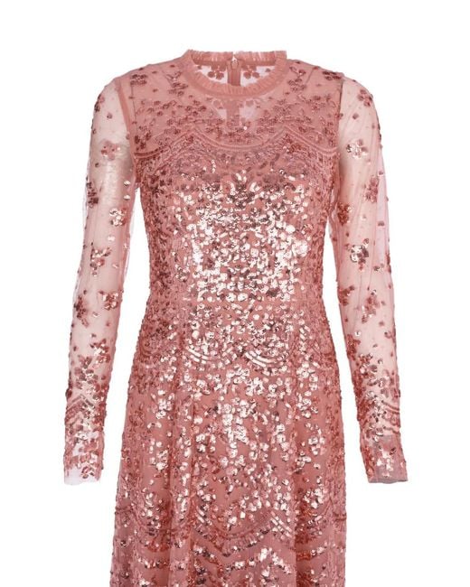 Needle & Thread Pink Freya Sequin-Embellished Gown