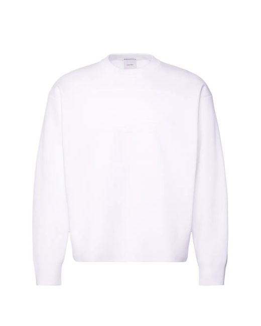 Calvin Klein White Embossed-Logo Sweater for men