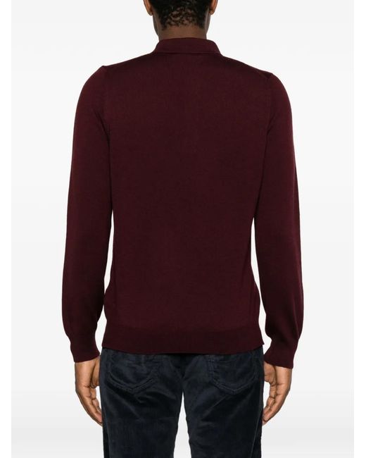 Tagliatore Red Long-Sleeves Polo Shirt for men