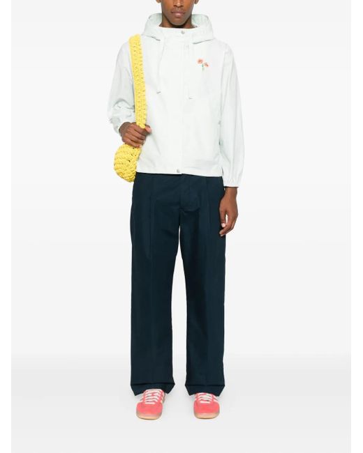 KENZO White Floral-Print Hooded Jacket for men