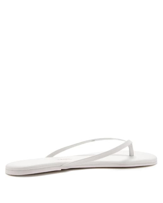 TKEES White Leather Flat Sandals