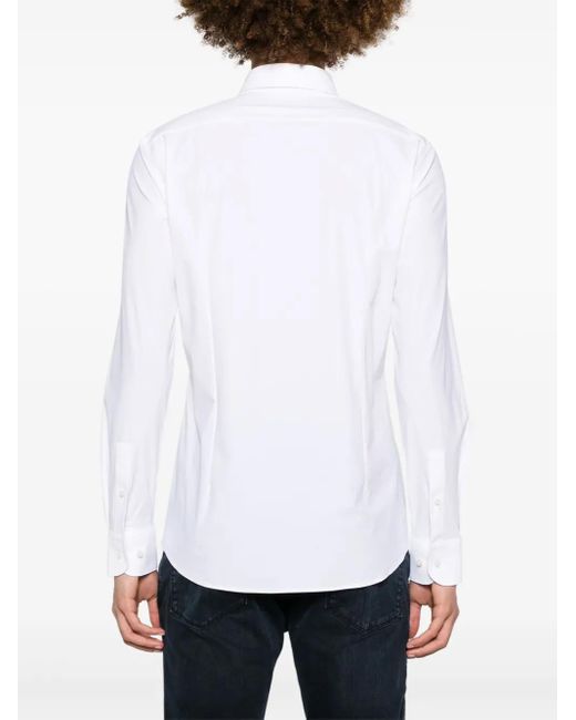 Boss White Pointed-Collar Long-Sleeve Shirt for men