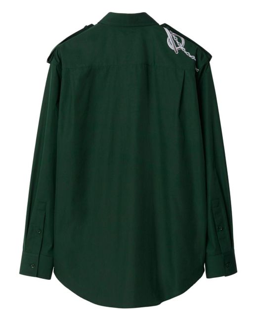 Burberry Green Knight Hardware Cotton Shirt for men