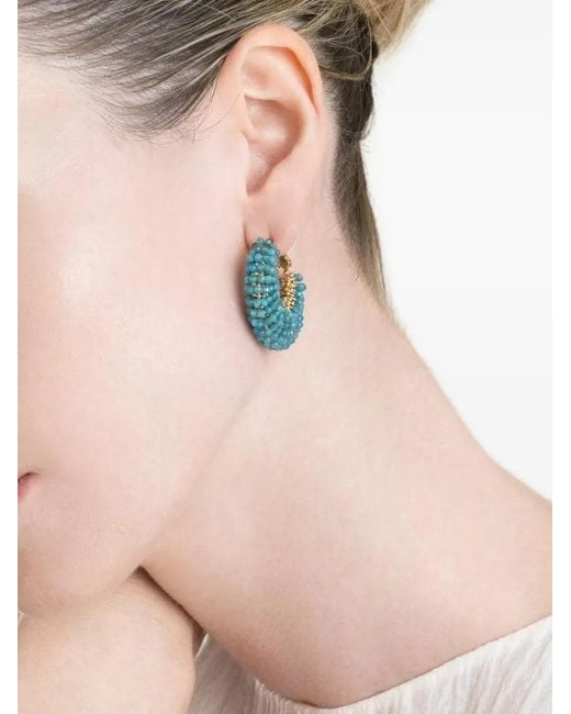 Gas Bijoux Green Izzia Beaded Hoop Earrings