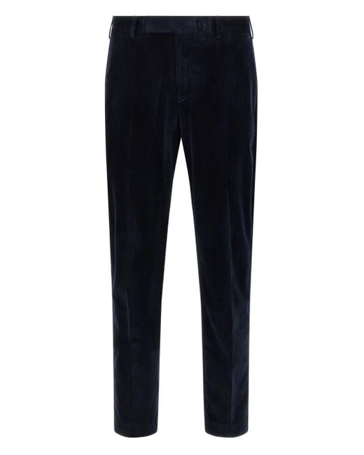 PT Torino Blue Elastic-Waistband Corduroy Trousers for men