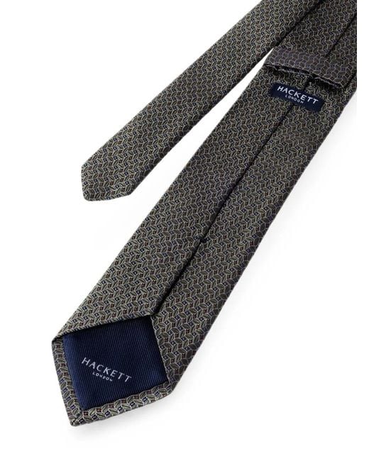 Hackett White Geometric Leaf-Pattern Tie for men