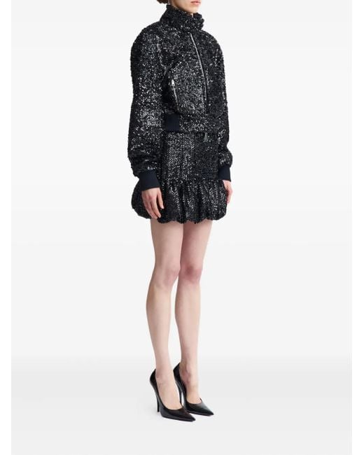 16Arlington Black Cosima Sequin Embellished Bomber Jacket