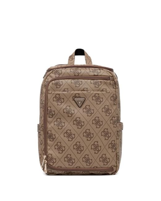 Guess Brown Berta 4G Patterned Logo-Plaque Backpack