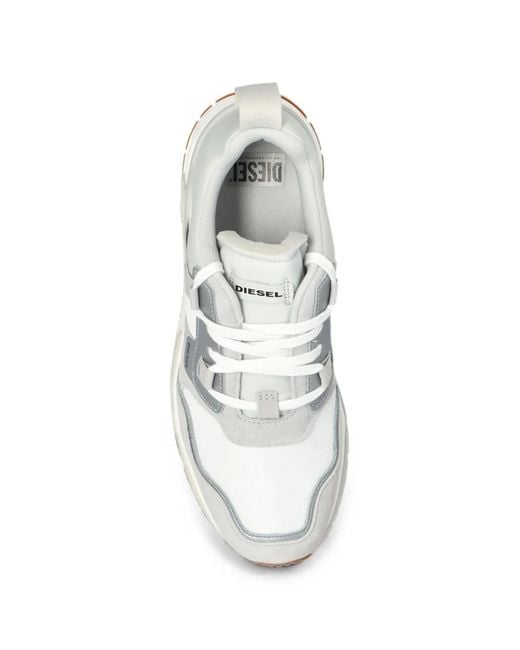 DIESEL White S-Brentha Panelled Sneakers for men