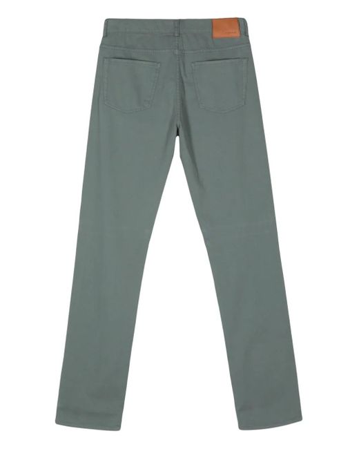 Canali Blue Logo-Patch Trousers for men