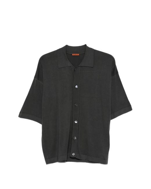 Barena Black Doni Button-Down Fine-Knit Shirt for men