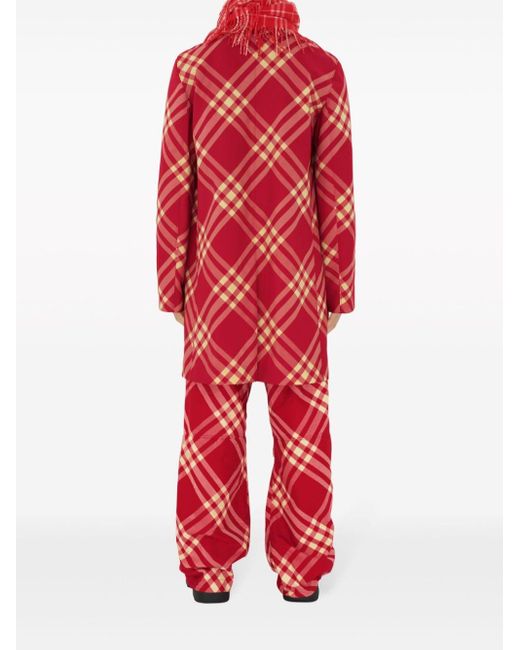 Burberry Red Wide-leg Checked Cargo Trousers for men