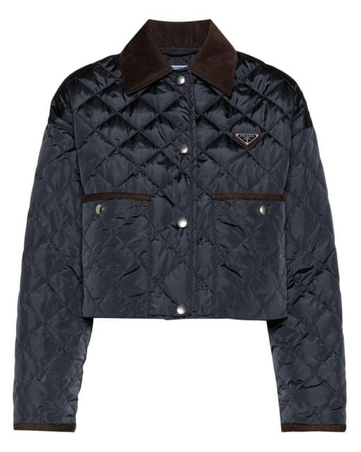 Prada Blue Triangle-Logo Quilted Jacket